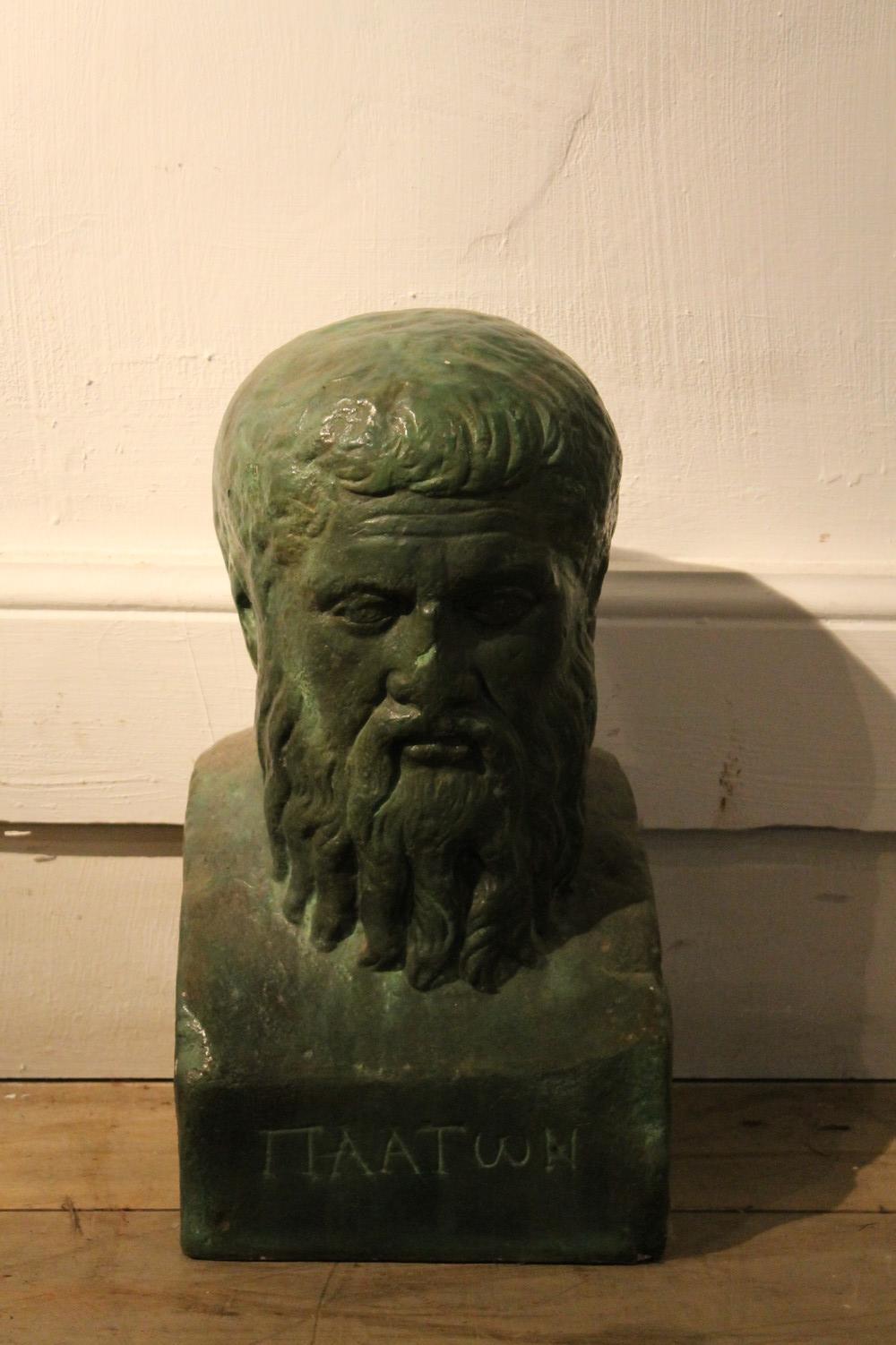 Green plaster figure Greek god  euripides