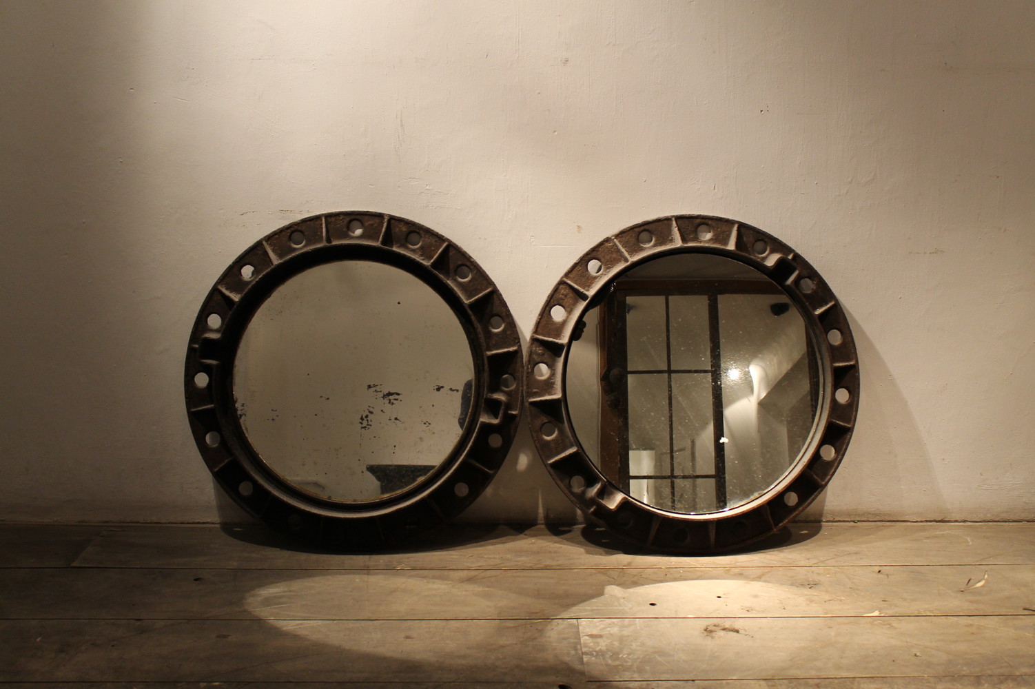 industrial cast iron mirrors (2) rivaled