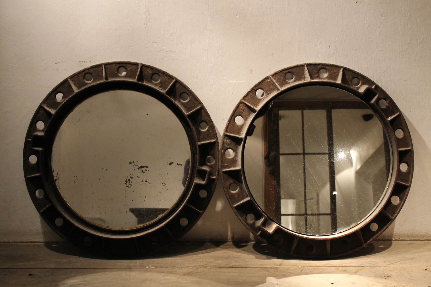 industrial cast iron mirrors (2) rivaled