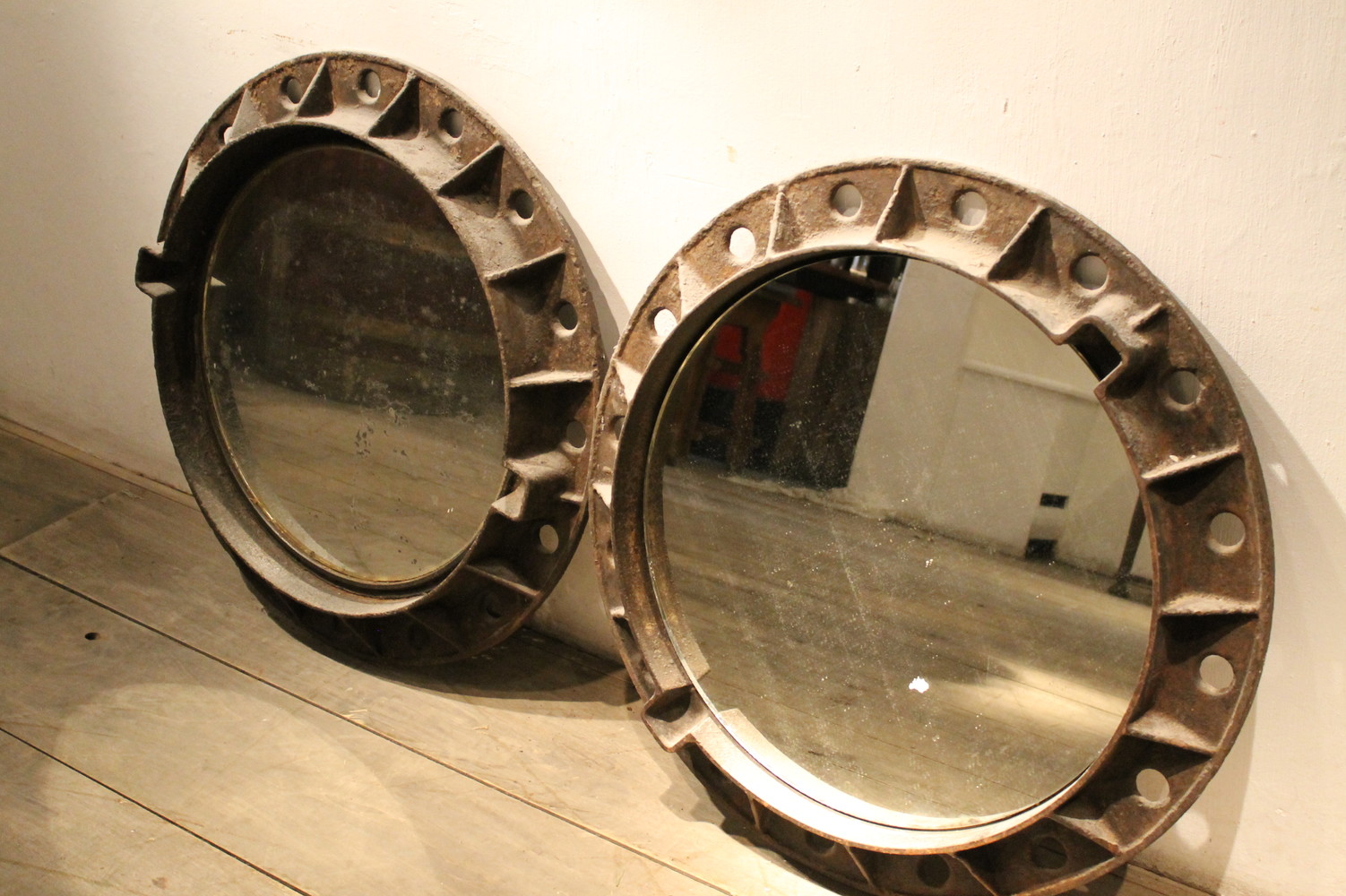 industrial cast iron mirrors (2) rivaled