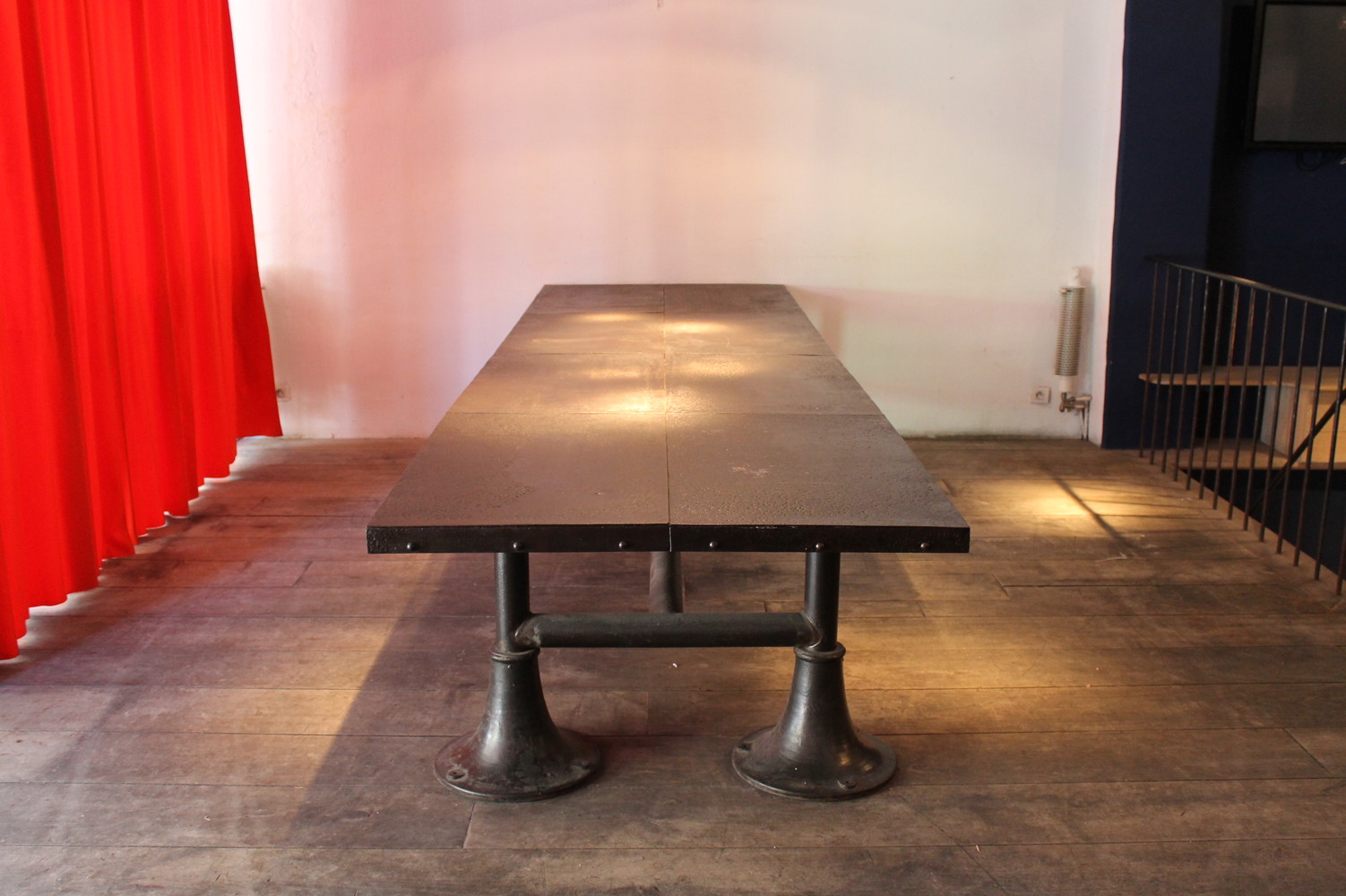 Industrial unusual table, cast iron base