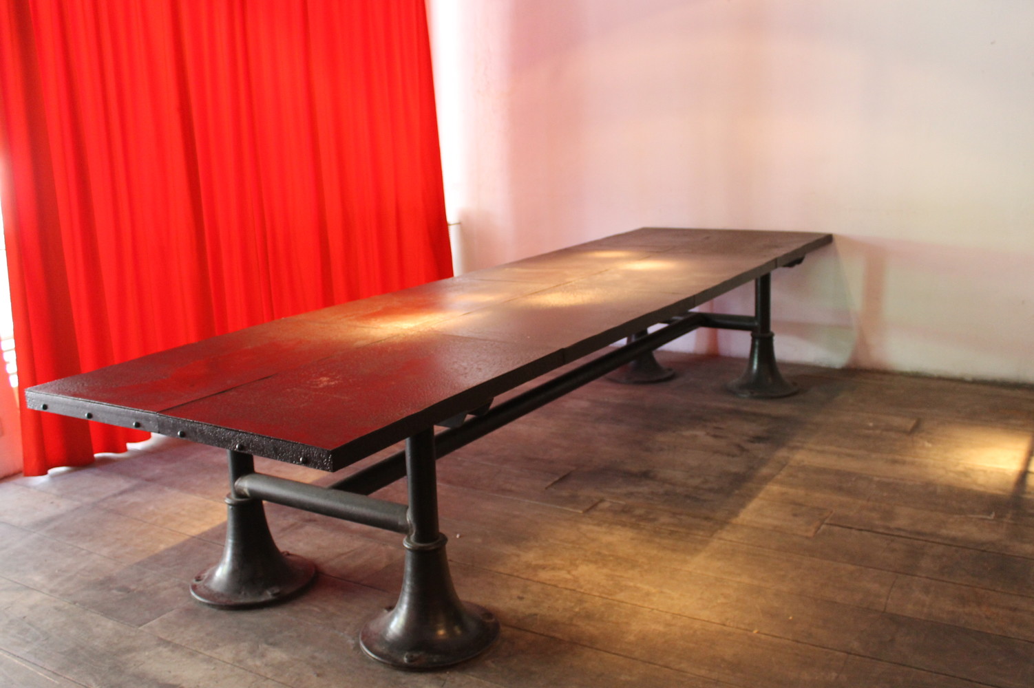 Industrial unusual table, cast iron base