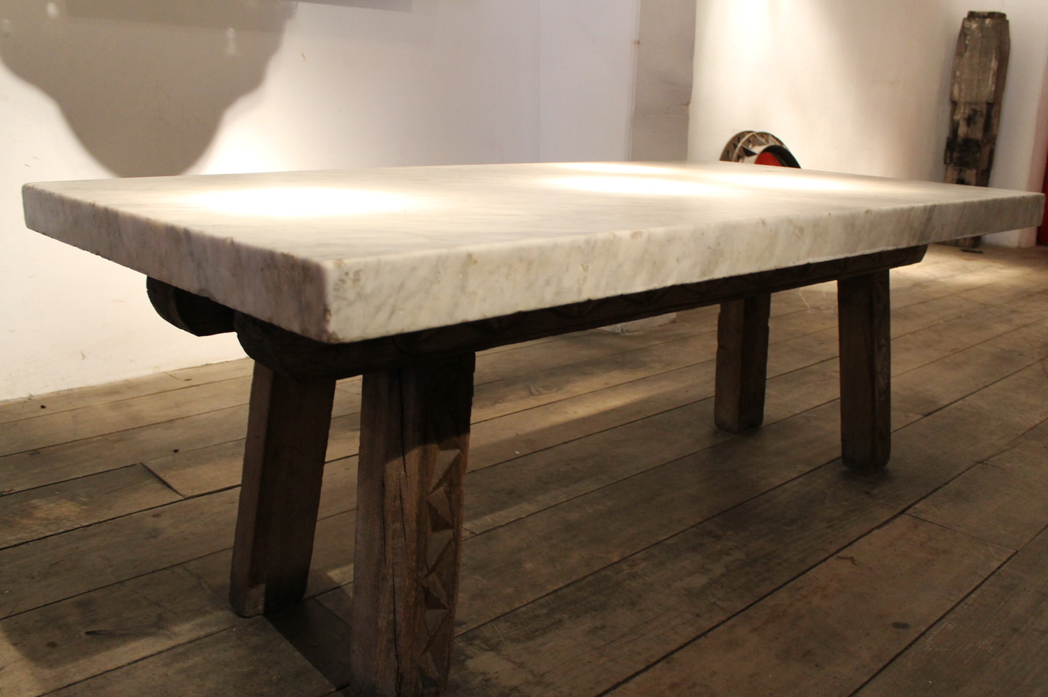 Table - Italian carrara top on rustique base