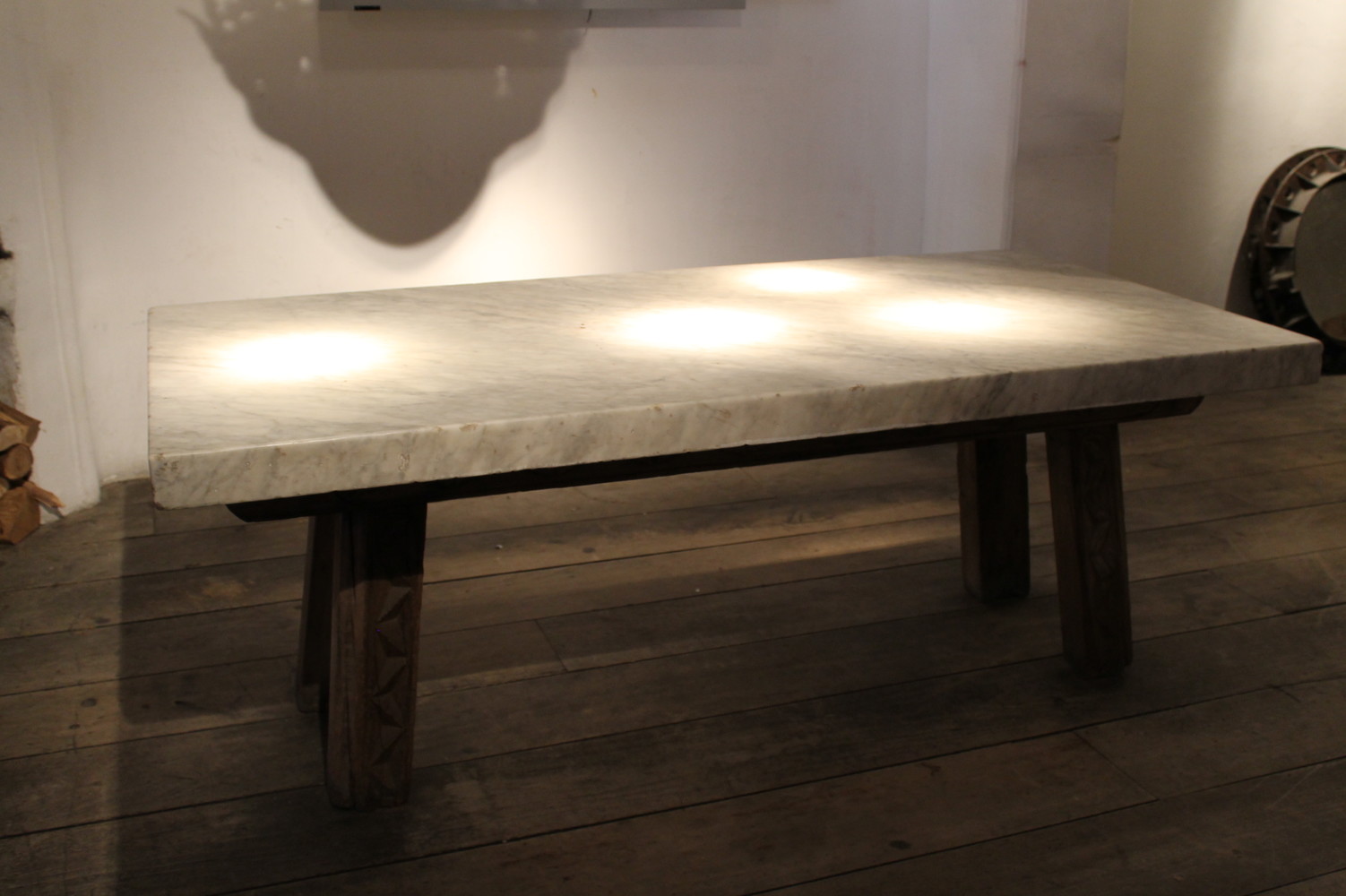 Table - Italian carrara top on rustique base